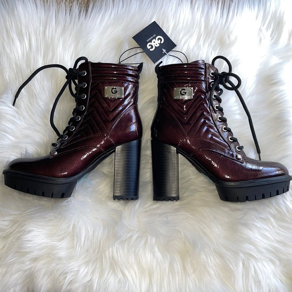 Guess GBG Los Angeles Fashion Heels Burgundy Boots. NWT